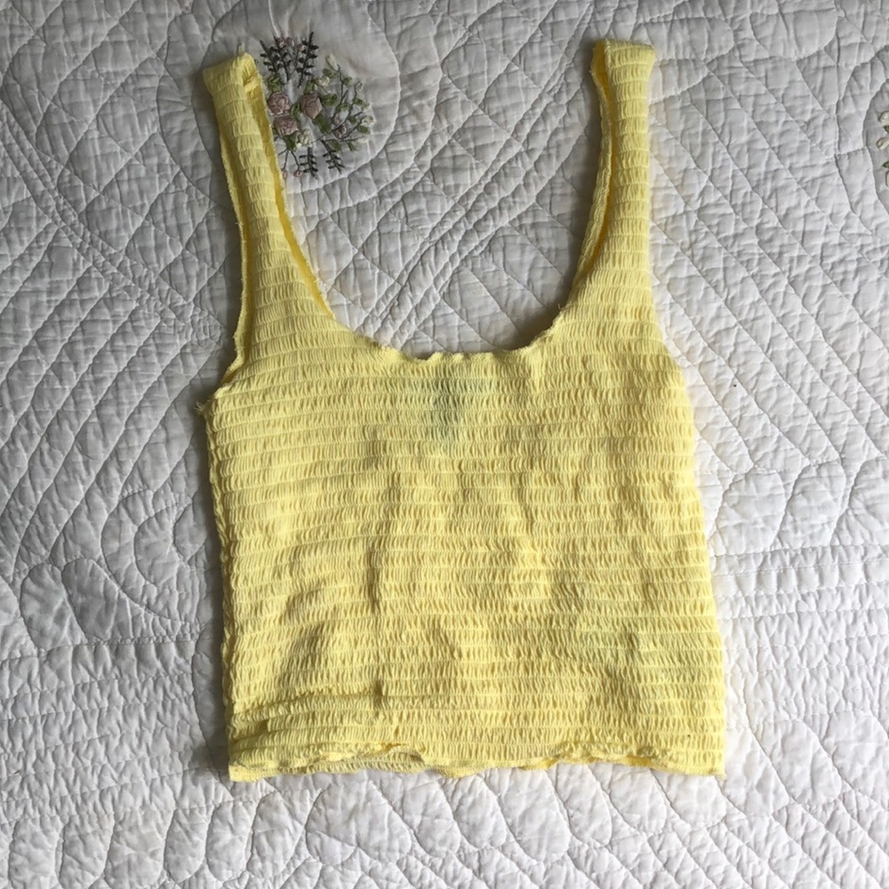 Yellow Smocked Crop Top
